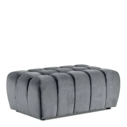 Hellgrauer Polsterhocker mit Samtbezug - Grosky^Wohnen Discount