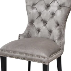 Wohnen Hellgrauer Polsterstuhl mit Knöpfen & Nieten - Hokulani