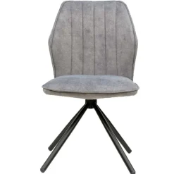 Wohnen Hellgrauer Polsterstuhl mit Metallgestell - Nynos (2er Set)