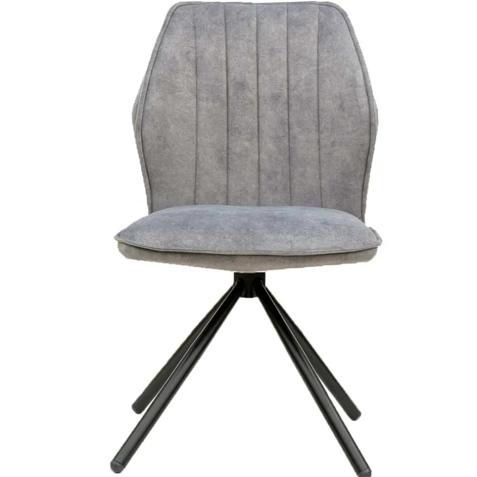 Wohnen Hellgrauer Polsterstuhl mit Metallgestell - Nynos (2er Set)