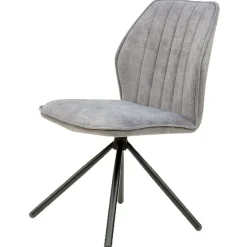 Wohnen Hellgrauer Polsterstuhl mit Metallgestell - Nynos (2er Set)