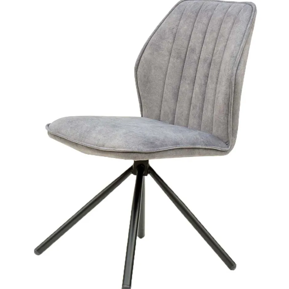 Wohnen Hellgrauer Polsterstuhl mit Metallgestell - Nynos (2er Set)