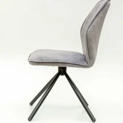 Wohnen Hellgrauer Polsterstuhl mit Metallgestell - Nynos (2er Set)