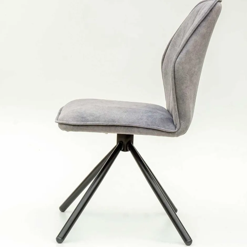 Wohnen Hellgrauer Polsterstuhl mit Metallgestell - Nynos (2er Set)