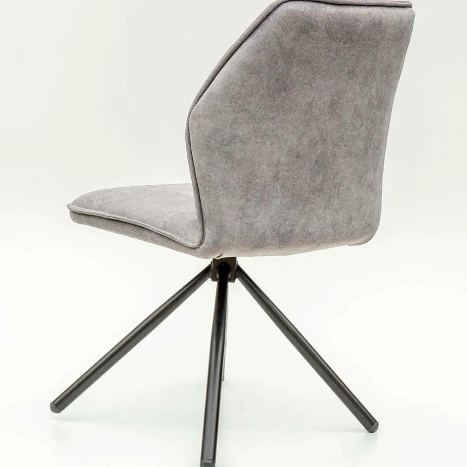 Wohnen Hellgrauer Polsterstuhl mit Metallgestell - Nynos (2er Set)