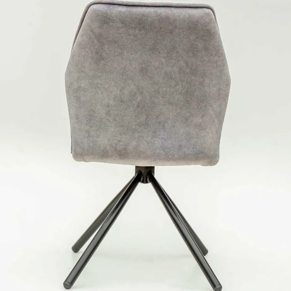 Wohnen Hellgrauer Polsterstuhl mit Metallgestell - Nynos (2er Set)