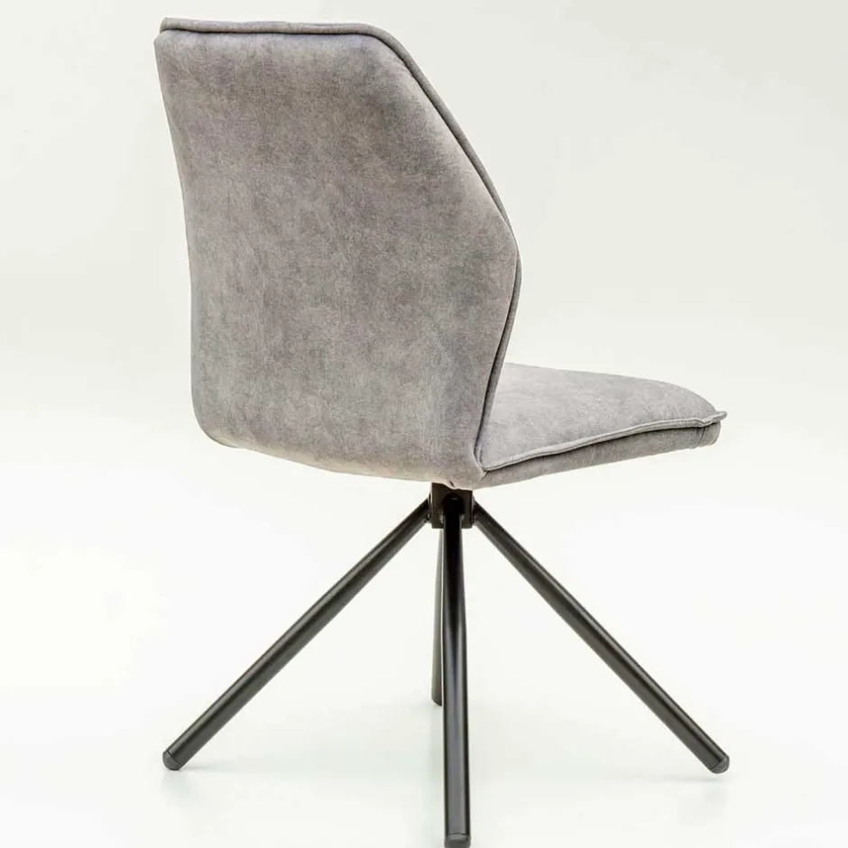 Wohnen Hellgrauer Polsterstuhl mit Metallgestell - Nynos (2er Set)