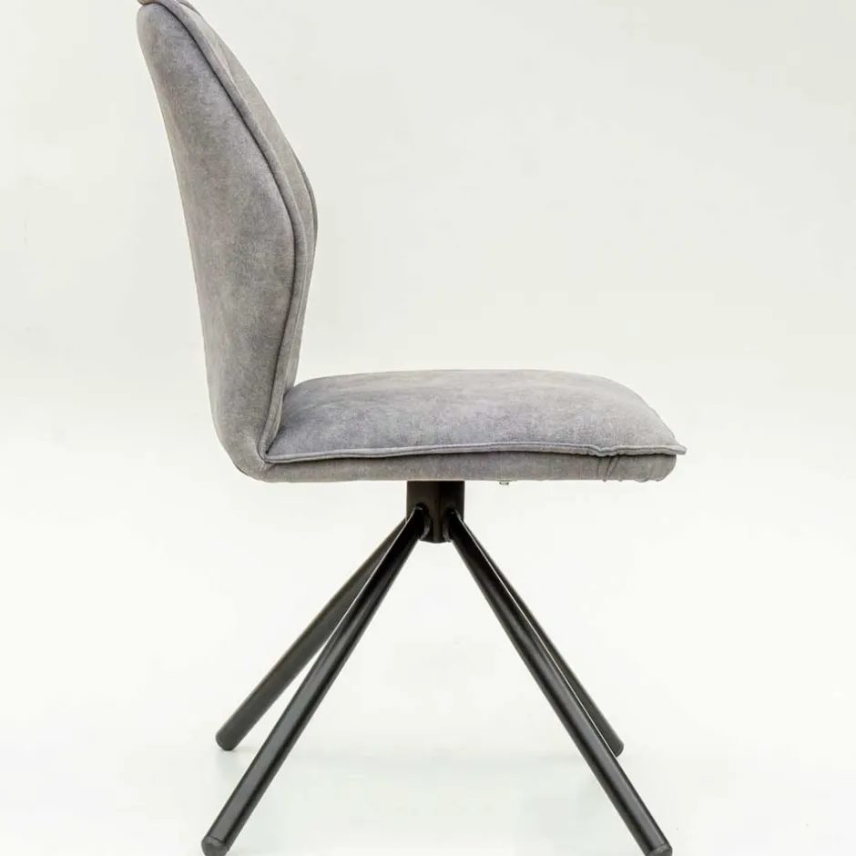 Wohnen Hellgrauer Polsterstuhl mit Metallgestell - Nynos (2er Set)