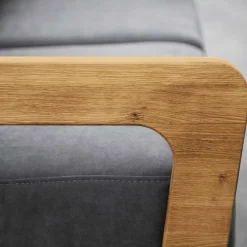 Wohnen Hellgraues Stoff Sofa mit Wildeiche Gestell - Hardus