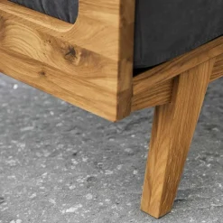 Wohnen Hellgraues Stoff Sofa mit Wildeiche Gestell - Hardus