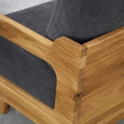 Wohnen Hellgraues Stoff Sofa mit Wildeiche Gestell - Hardus