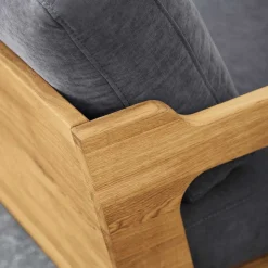 Wohnen Hellgraues Stoff Sofa mit Wildeiche Gestell - Hardus