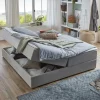 Wohnen Hellgraues Stoffbett ohne Kopfteil mit Bettkasten - Craig