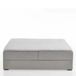 Wohnen Hellgraues Stoffbett ohne Kopfteil mit Bettkasten - Craig