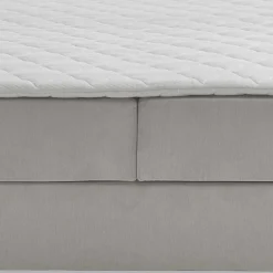 Wohnen Hellgraues Stoffbett ohne Kopfteil mit Bettkasten - Craig