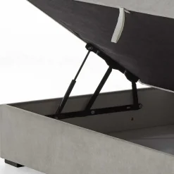 Wohnen Hellgraues Stoffbett ohne Kopfteil mit Bettkasten - Craig