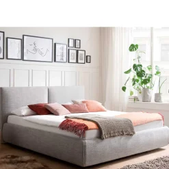 Hellgraues 180x200 Bett inklusive Matratzen - Atlona^Wohnen Hot