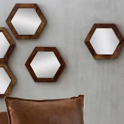 Wohnen Hexagon Spiegel mit Holzrahmen - Mendoza