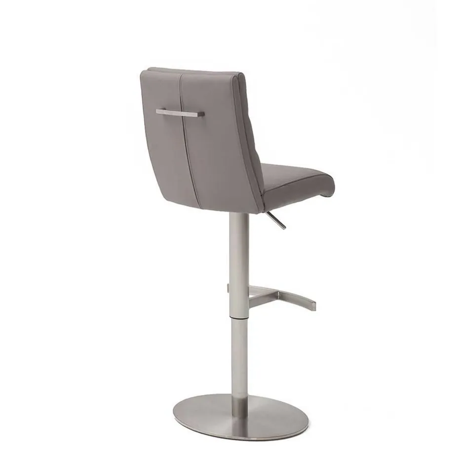 Wohnen Höhenverstellbarer Barstuhl in Hellgrau Kunstleder Olivera & Edelstahl