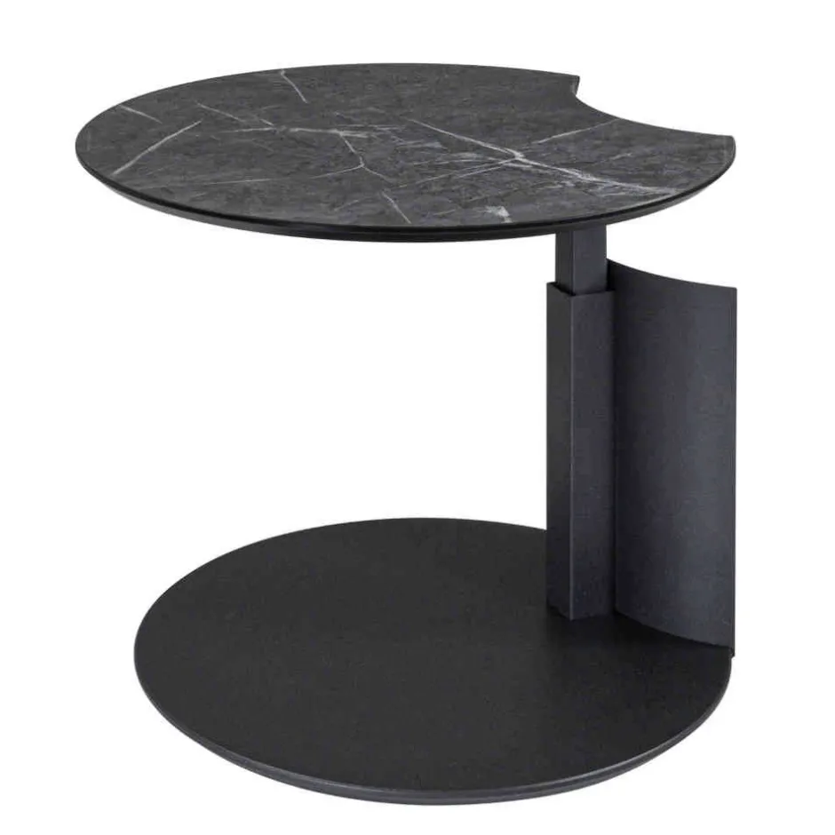 Höhenverstellbarer Beistelltisch in Marmor Optik Anthrazit - Holdin^Wohnen Sale