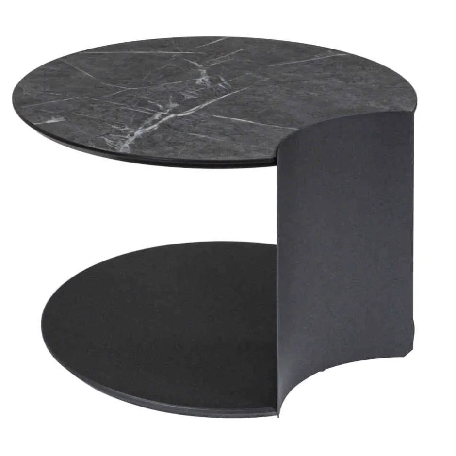 Höhenverstellbarer Beistelltisch in Marmor Optik Anthrazit - Holdin^Wohnen Sale