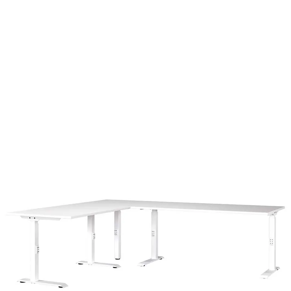 Höhenverstellbarer Eckschreibtisch in Weiß - Sparkle^Wohnen Sale