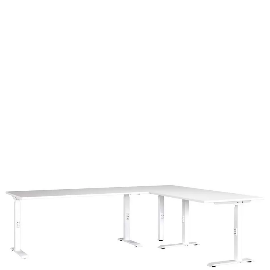 Höhenverstellbarer Eckschreibtisch in Weiß - Sparkle^Wohnen Sale