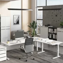 Höhenverstellbarer Eckschreibtisch in Weiß - Sparkle^Wohnen Sale