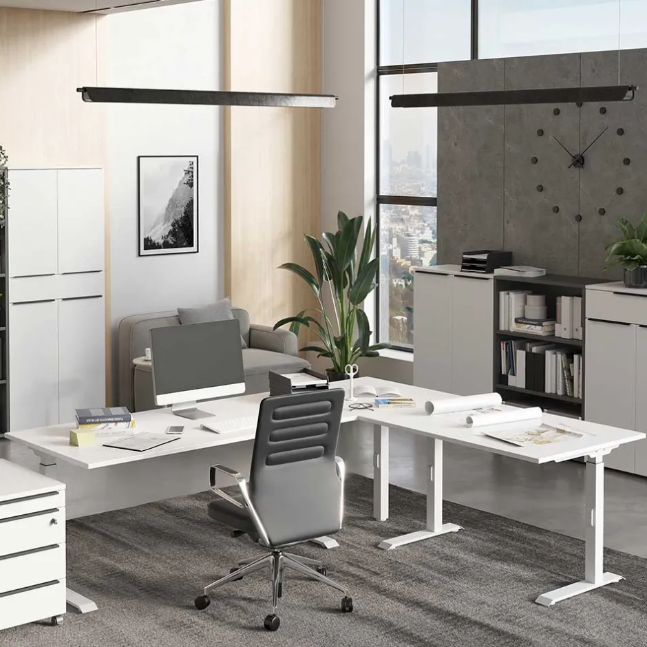 Höhenverstellbarer Eckschreibtisch in Weiß - Sparkle^Wohnen Sale