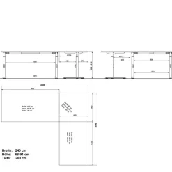 Höhenverstellbarer Eckschreibtisch in Weiß - Sparkle^Wohnen Sale