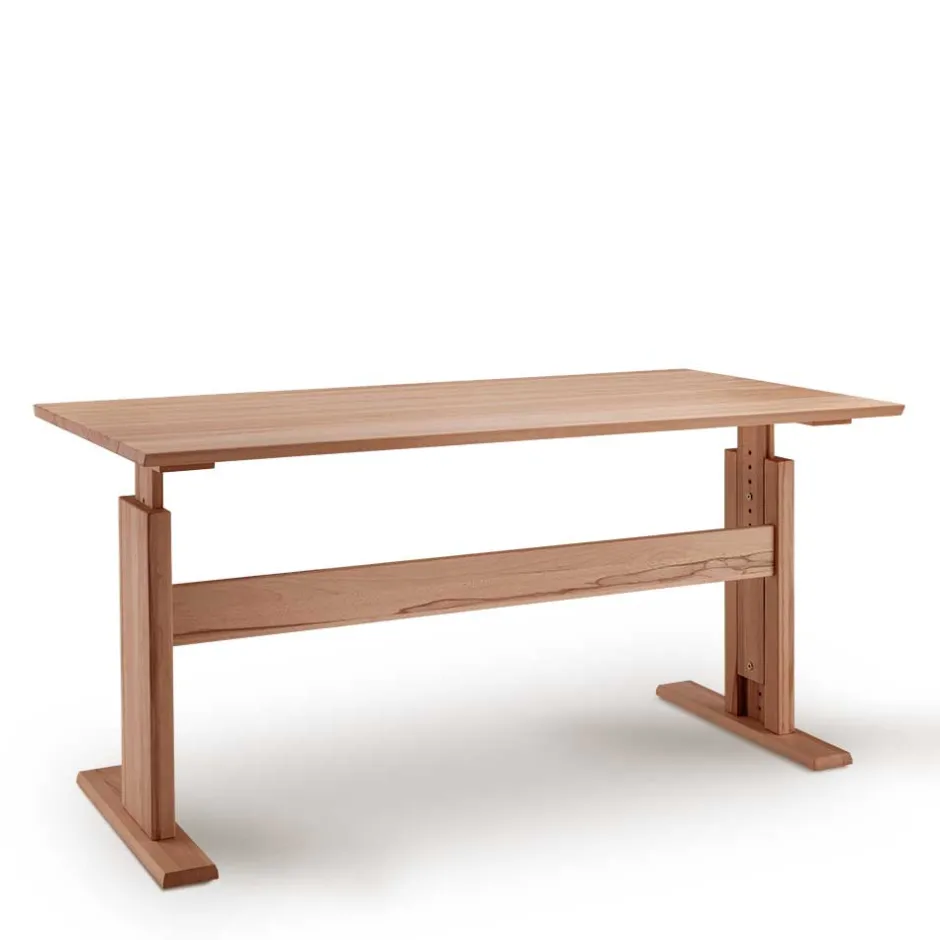 Wohnen Höhenverstellbarer Holz-Schreibtisch aus Kernbuche - Senklas