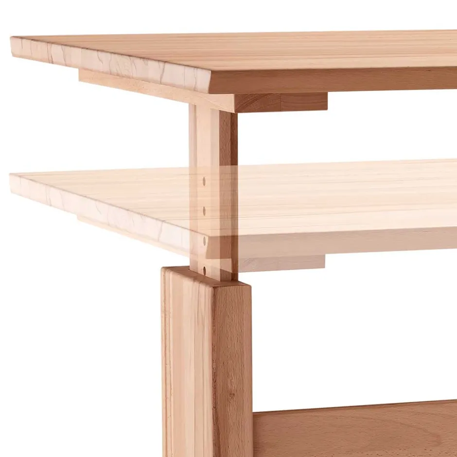 Wohnen Höhenverstellbarer Holz-Schreibtisch aus Kernbuche - Senklas