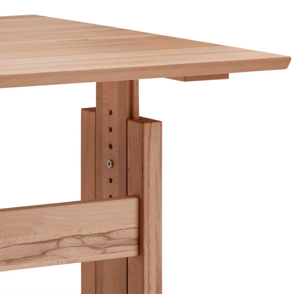 Wohnen Höhenverstellbarer Holz-Schreibtisch aus Kernbuche - Senklas