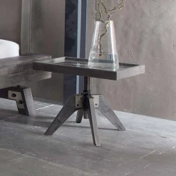 Höhenverstellbarer Nachttisch Zara aus Holz Akazie Grau^Wohnen Outlet