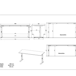 Höhenverstellbarer Officetisch in vier Größen - Joina^Wohnen