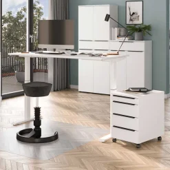 Wohnen Höhenverstellbarer Officetisch in Weiß - Sparkle (zweiteilig)