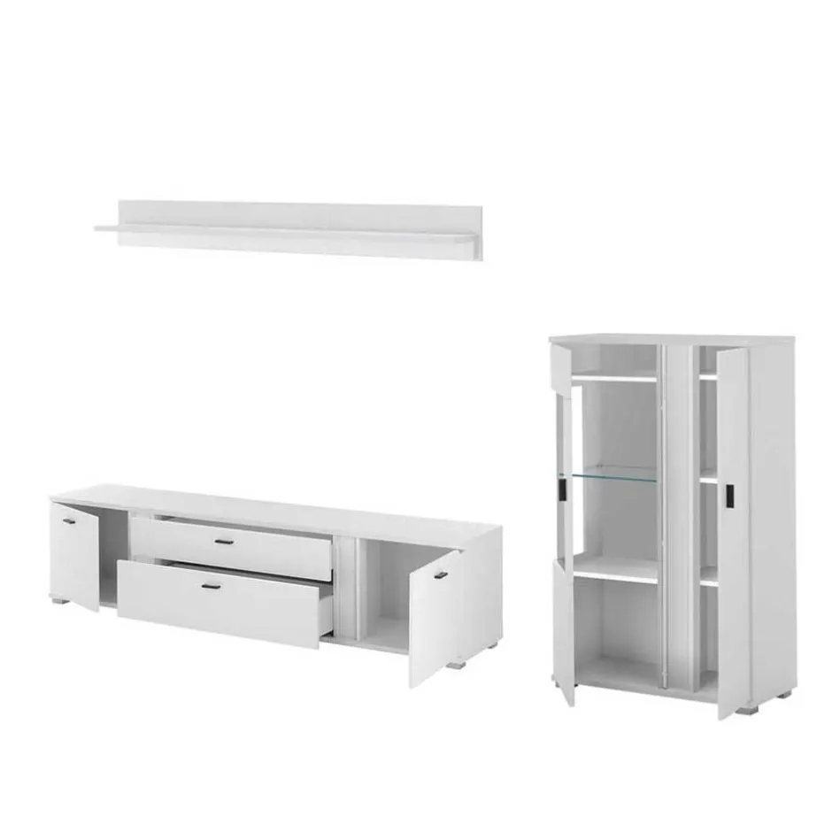 Wohnen Highboard & TV Board & Wandboard mit LED - Tirol (dreiteilig)