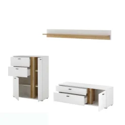 Wohnen Highboard & TV Lowboard & Wandboard Set - Racelyn (dreiteilig)