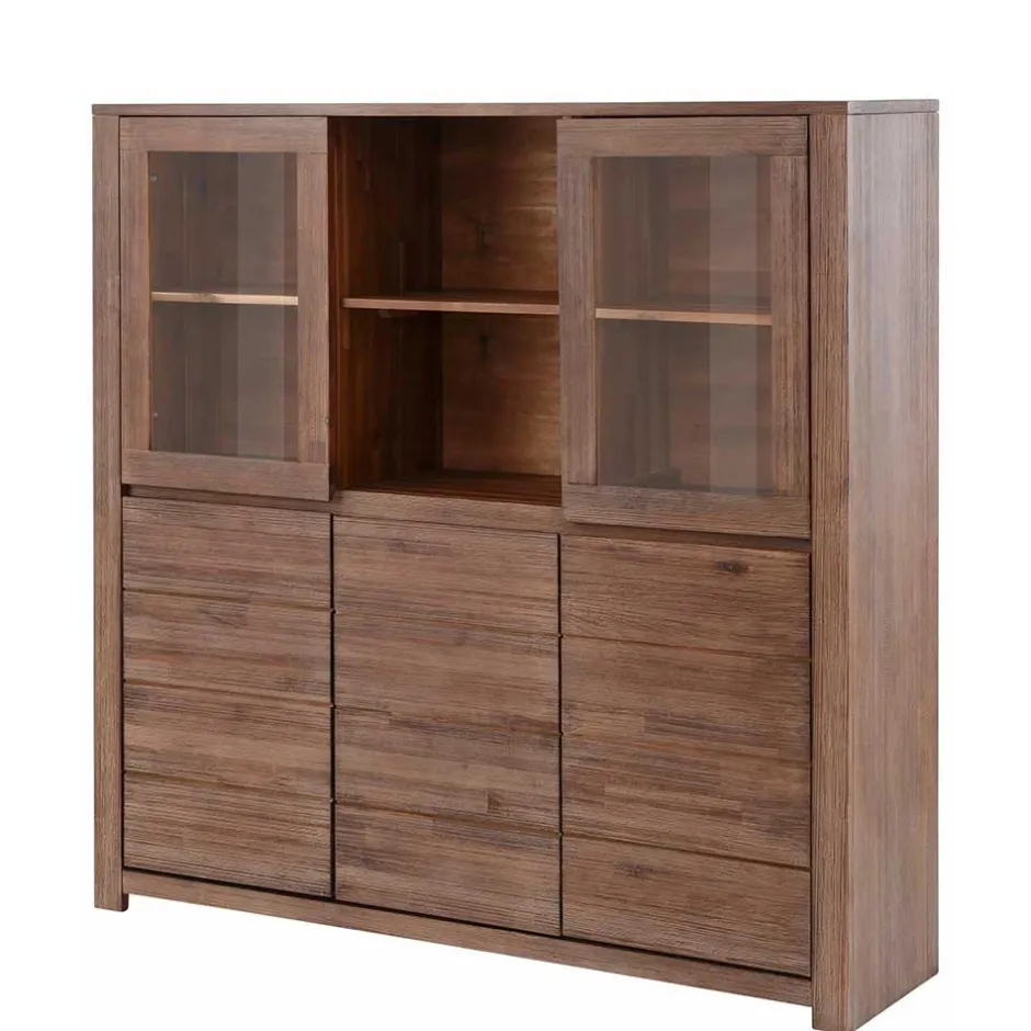 Wohnen Highboard aus Akazie Massivholz und Glas - Ruffes