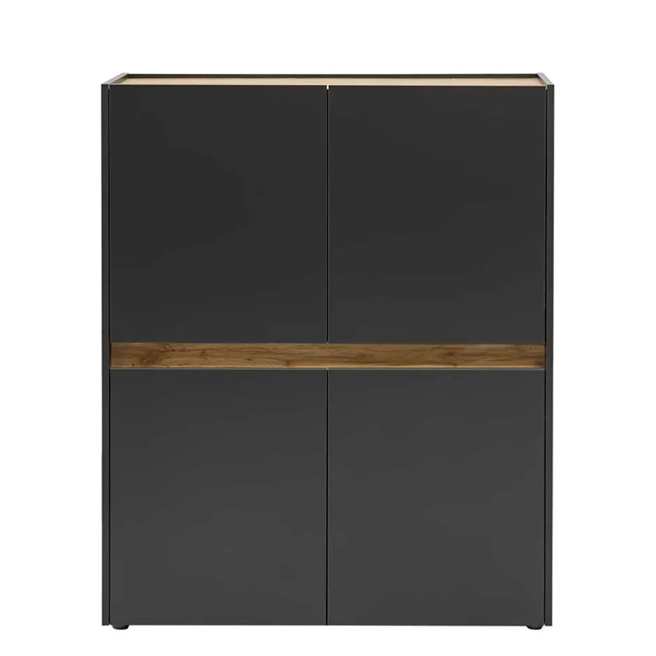 Wohnen Highboard in Anthrazit & Wildeiche Dekor - Ahilav
