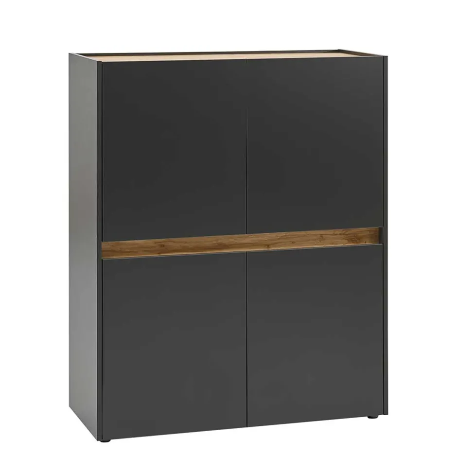 Wohnen Highboard in Anthrazit & Wildeiche Dekor - Ahilav
