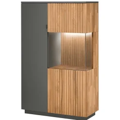 Wohnen Highboard in Eiche Bianco und Anthrazit - Cruzca I