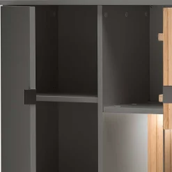Wohnen Highboard in Eiche Bianco und Anthrazit - Cruzca I