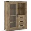 Wohnen Highboard in Eiche Dunkel mit Glaseinsatz - Hilary