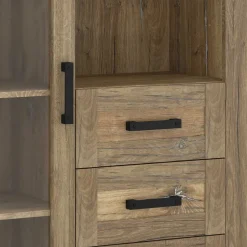 Wohnen Highboard in Eiche Dunkel mit Glaseinsatz - Hilary