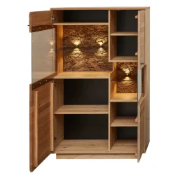 Wohnen Highboard in Esche und Wildeiche mit Glas - Cassna