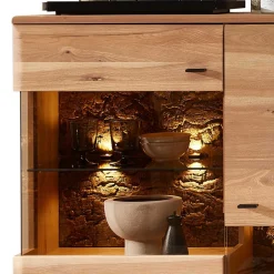 Wohnen Highboard in Esche und Wildeiche mit Glas - Cassna