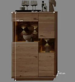 Wohnen Highboard in Esche und Wildeiche mit Glas - Cassna