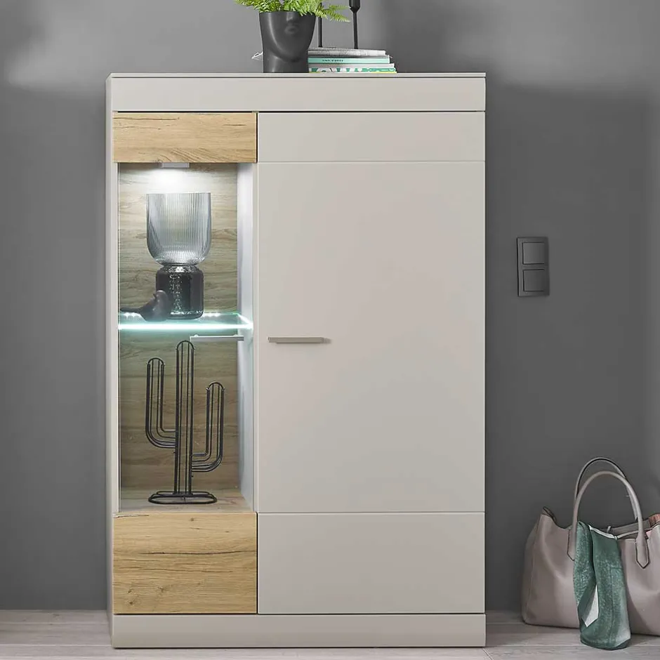 Wohnen Highboard in Hellgrau & Zinneiche NB - Lioscas