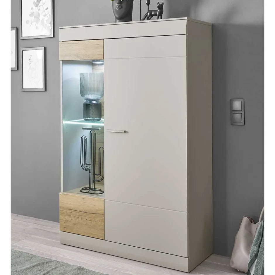 Wohnen Highboard in Hellgrau & Zinneiche NB - Lioscas
